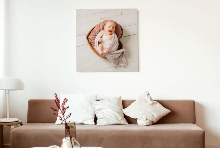 schlicht modern Couch Wohnzimmer Wandbild Leinwand Newborn